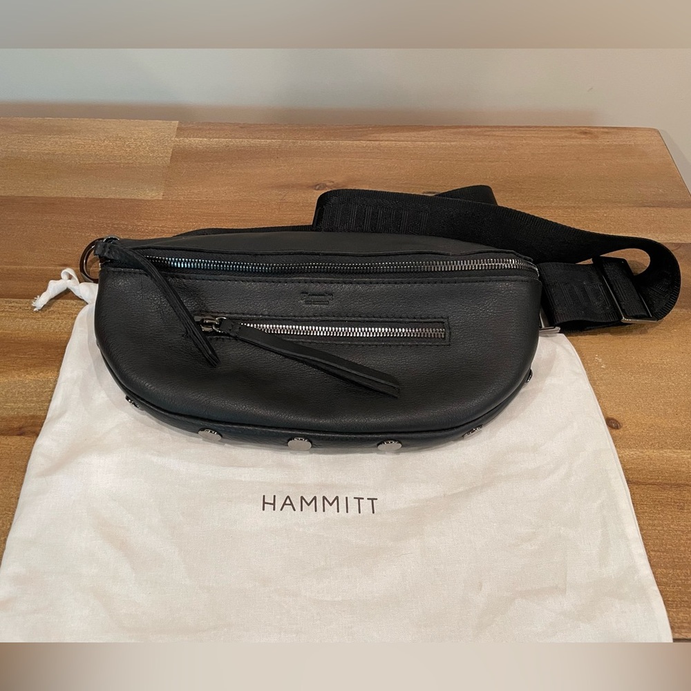 Like New Hammitt Charles Crossbody Belt Bag - Black/Gunmetal